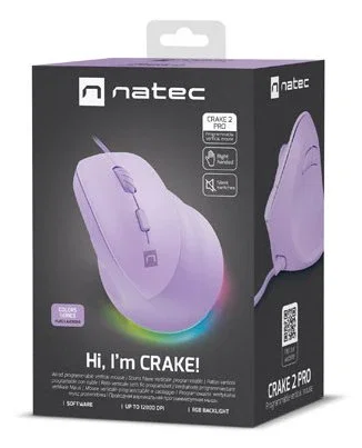 Natec Crake 2 Pro Ratón Vertical Ergonómico Púrpura 12800 DPI Natec Crake 2 Pro Ratón Vertical Ergonómico Púrpura 12800 DPI