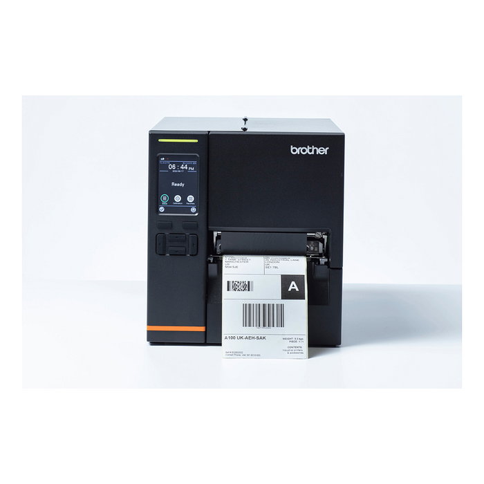Brother TJ-4021TN Impresora de Etiquetas Industrial Térmica Directa/Transferencia Térmica de 4", 203 DPI, 254 mm/s, USB, LAN, Pantalla Táctil a Color de 3.5", Negro