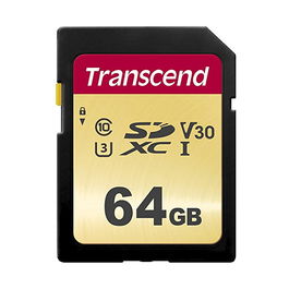 Transcend SDCX500S 64GB Tarjeta SDXC Clase 10 UHS-I U3 V30 Velocidad 95/60 MB/s