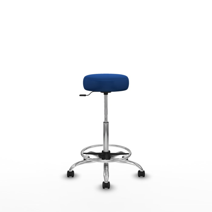 Taburete Tolosa con mecanismo Giratorio tapizada con Similpiel color No aplica y malla color Azul. Equipado con Base cromada, Sin brazos y Ruedas de parqué Taburete Tolosa con mecanismo Giratorio tapizada con Similpiel color No aplica y malla color Azul. Equipado con Base cromada, Sin brazos y Ruedas de parqué
