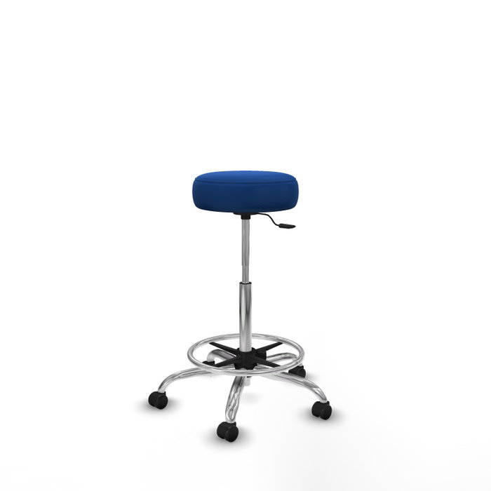 Taburete Tolosa con mecanismo Giratorio tapizada con Similpiel color No aplica y malla color Azul. Equipado con Base cromada, Sin brazos y Ruedas de parqué Taburete Tolosa con mecanismo Giratorio tapizada con Similpiel color No aplica y malla color Azul. Equipado con Base cromada, Sin brazos y Ruedas de parqué
