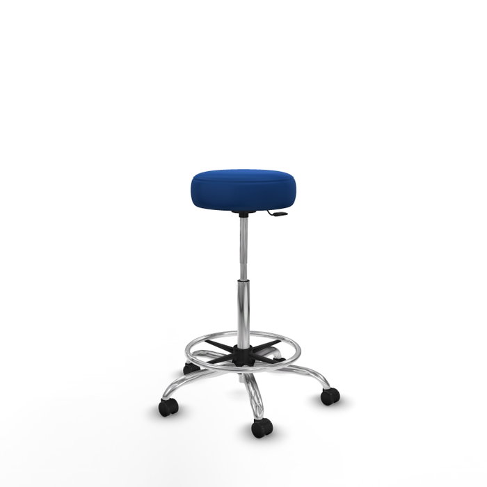 Taburete Tolosa con mecanismo Giratorio tapizada con Similpiel color No aplica y malla color Azul. Equipado con Base cromada, Sin brazos y Ruedas de parqué Taburete Tolosa con mecanismo Giratorio tapizada con Similpiel color No aplica y malla color Azul. Equipado con Base cromada, Sin brazos y Ruedas de parqué