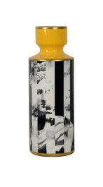 DKD Home Decor Jarrón de Porcelana Jing Estat Amarillo, Negro y Dorado
