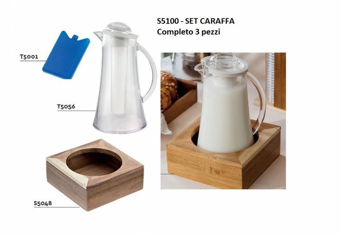 Leone Jarra Con Enfriador Y Base Madera Acacia 2 Litros