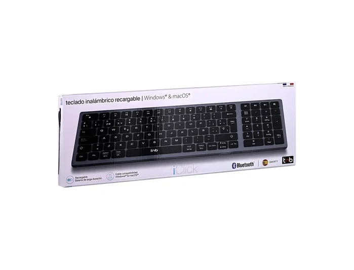 TNB iClick Teclado Bluetooth Recargable Ultradelgado Gris