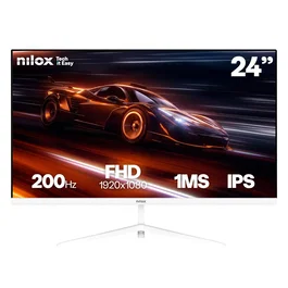 Nilox NXM24FHD2001 - Monitor Gaming 24" IPS Full HD 200Hz 1ms, Blanco, con HDMI y DisplayPort, Montaje VESA 75x75