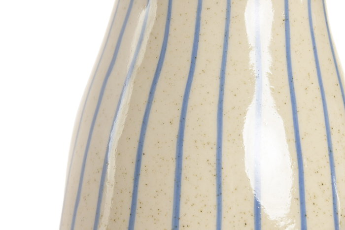 DKD Home Decor Jarrón de Gres con Rayas Crudo y Azul 16x16x40 cm