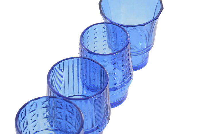 DKD Home Decor Set de 4 Vasos de Cristal Hangzhou Design 26a con Relieve de Pez, Colores Surtidos