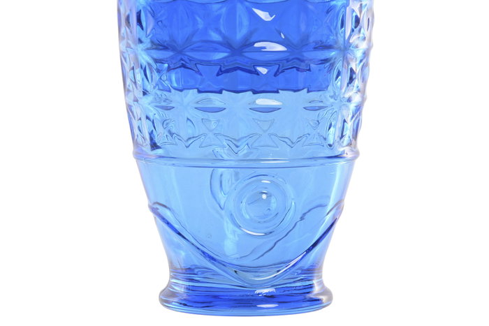 DKD Home Decor Set de 4 Vasos de Cristal Hangzhou Design 26a con Relieve de Pez, Colores Surtidos