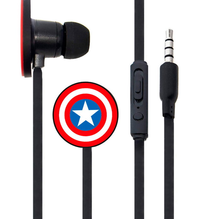 ERT GROUP Auriculares Capitán América Marvel con Control Multifuncional y Cable de 120cm, Enchufe Jack 3,5mm