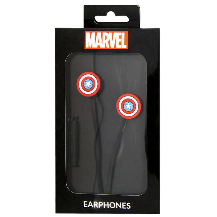 ERT GROUP Auriculares Capitán América Marvel con Control Multifuncional y Cable de 120cm, Enchufe Jack 3,5mm