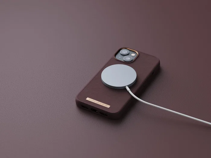 Njord NA41GL05U - Funda con MagSafe Compatible para iPhone 14 (6.1"), con Piel Auténtica y Protección Militar, Color Marrón