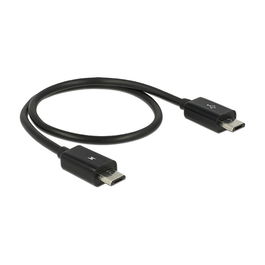 DeLOCK 83570 Cable USB 2.0 de 0.3 m, USB B Macho a USB B Macho para Compartición de Energía, Negro