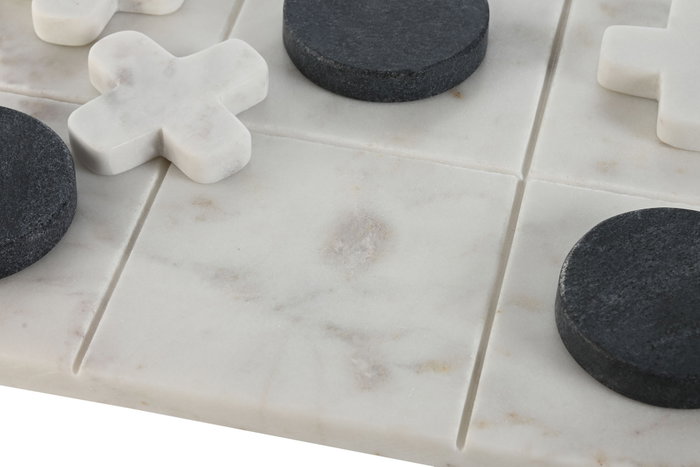 DKD Home Decor Juego Tic Tac Toe de Piedra Blanco 30x30x1,5 cm