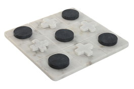 DKD Home Decor Juego Tic Tac Toe de Piedra Blanco 30x30x1,5 cm