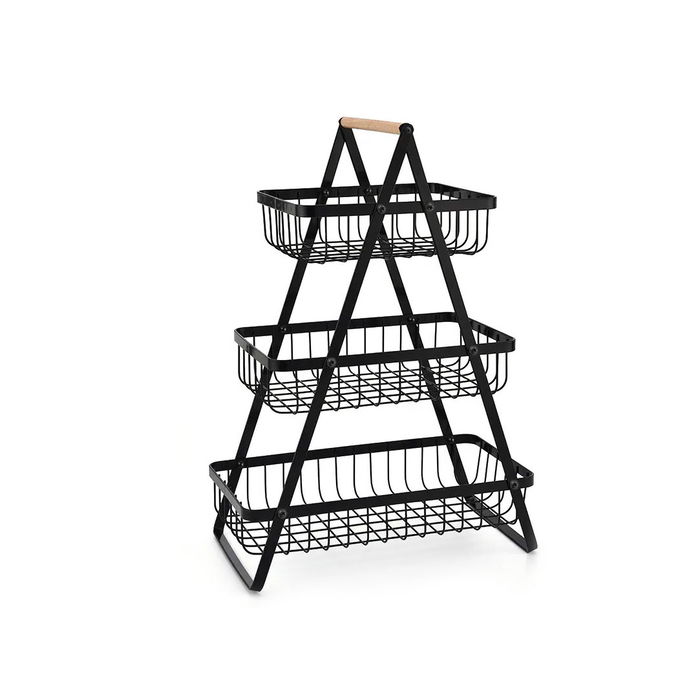 Inde Cesta de Ordenación de Metal de 3 Niveles con Ruedas - 44.5x33.5x18 cm (6 Unidades)