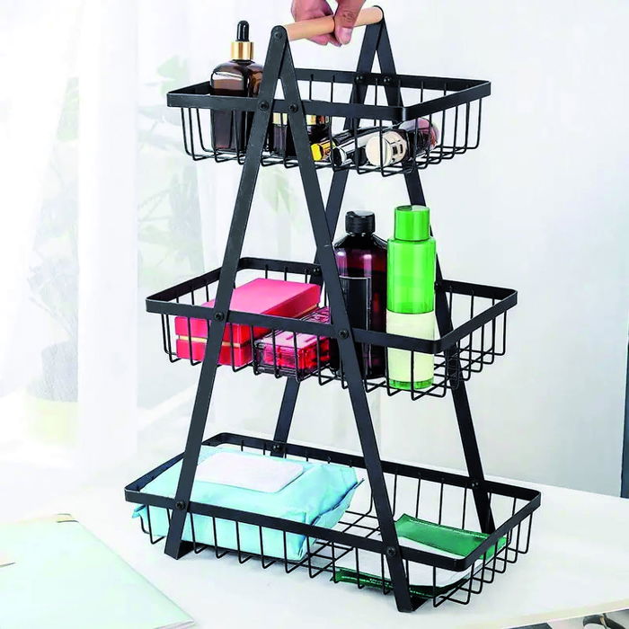 Inde Cesta de Ordenación de Metal de 3 Niveles con Ruedas - 44.5x33.5x18 cm (6 Unidades)