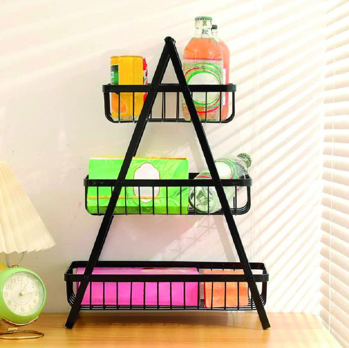 Inde Cesta de Ordenación de Metal de 3 Niveles con Ruedas - 44.5x33.5x18 cm (6 Unidades)