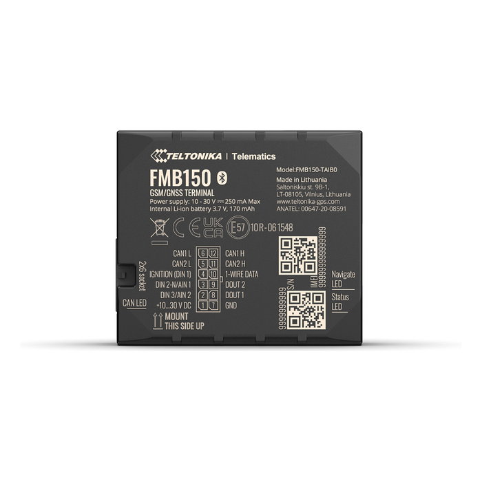 Teltonika FMB150 Rastreador GPS con CAN Support, Bluetooth 4.0, Resistente al Polvo IP41, Autonomía 6h, Negro Teltonika FMB150 Rastreador GPS con CAN Support, Bluetooth 4.0, Resistente al Polvo IP41, Autonomía 6h, Negro