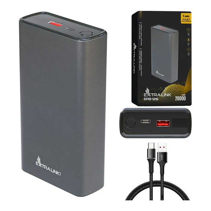Extralink EPB-126 Powerbank 20000mAh 45W PD USB-C Plata