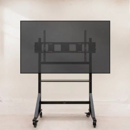 TooQ Soporte de Suelo Ajustable con Ruedas FS20105M-B para TV de 60 a 105 Pulgadas, Acero Negro, Carga Máx. 120 kg, Altura Ajustable 1275-1500 mm