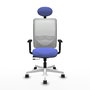 PIQUERAS Y CRESPO Silla de oficina Zulema con mecanismo Sincro/Traslack, Azul claro y Blanco