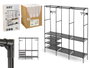Kipit Armario Organizador Triple Percha 50x8x31cm Negro con 8 Estantes de Tela y 2 Barras de Metal (Set de 5)