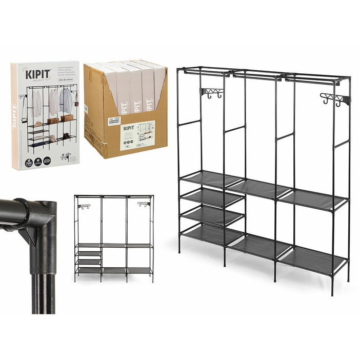 KIPIT Armario Organizador Triple Percha Negro