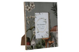 DKD Home Decor Mushrooms 24 Marco de Fotos 10x15 cm Azul Natural Mango y Cristal