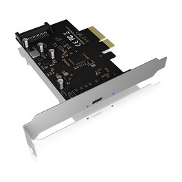 ICY BOX IB-PCI1901-C32 Tarjeta Controladora USB Tipo-C PCIe 3.0, USB 3.2 Gen 2 (20 Gbit/s), Conector SATA, Color Negro