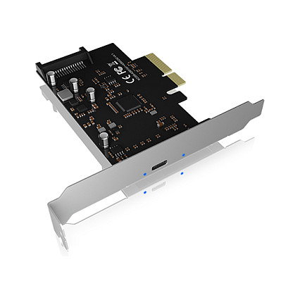 ICY BOX IB-PCI1901-C32 Tarjeta Controladora USB Tipo-C PCIe 3.0, USB 3.2 Gen 2 (20 Gbit/s), Conector SATA, Color Negro