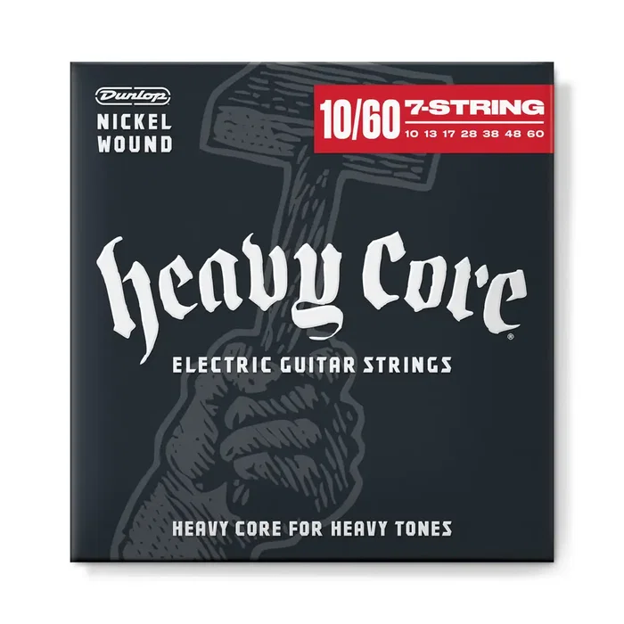 Dunlop Nickel Heavy Core 7 Cuerdas Para Guitarra Eléctrica Juego Calibre 10-60 Mantiene Tonalidad Afinaciones Bajas