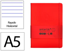 Antartik Cuaderno A5 Tapa Dura Rojo 100 Hojas Rayas 80gr FSC Colección Antartik Notes