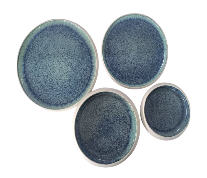 DKD Home Decor Plato de Gres Esmaltado Azul Marino Jewel Blue 25