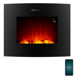 Cecotec ReadyWarm 2650 Chimenea Eléctrica de Pared Curva con Wi-Fi 2000W Negro