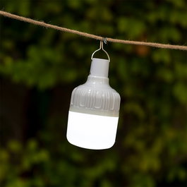 New Garden Bombilla LED Portátil Recargable, 500 lm, IP44, Luz Blanca con 2 Intensidades e Intermitente, Incluye Gancho y Cable USB Tipo C, 8 x 15 cm, Pack de 2 Unidades