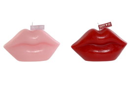 DKD Home Decor Vela Labios Rojo Rosa 7 x 8.5 x 15 cm (2 Unidades)