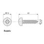 Ucafix Tornillo Rosca Madera Cabeza Redonda Pozidriv 40mm Diámetro 4.5mm Set de 500