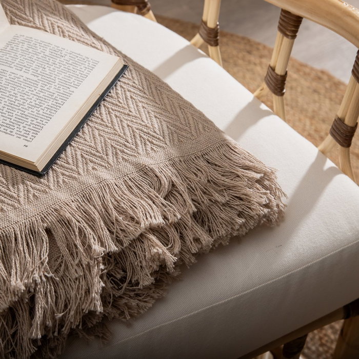 Plaid Espiga Marrón Claro Algodón 280 X 260 cm Plaid Espiga Marrón Claro Algodón 280 X 260 cm