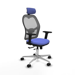 PIQUERAS Y CRESPO Silla de oficina Jorquera con mecanismo Sincro/Traslack, Azul claro y Gris