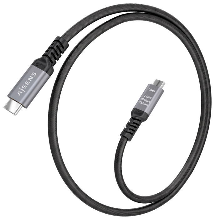 Aisens Cable USB4 Gen 3x2 USB-C a USB-C de 1m, 240W, 40Gbps, Negro