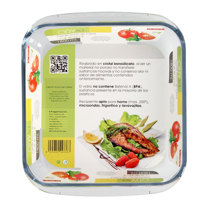 ORYX Fuente de Cristal de Borosilicato Cuadrada 1,8 L ORYX Fuente de Cristal de Borosilicato Cuadrada 1,8 L