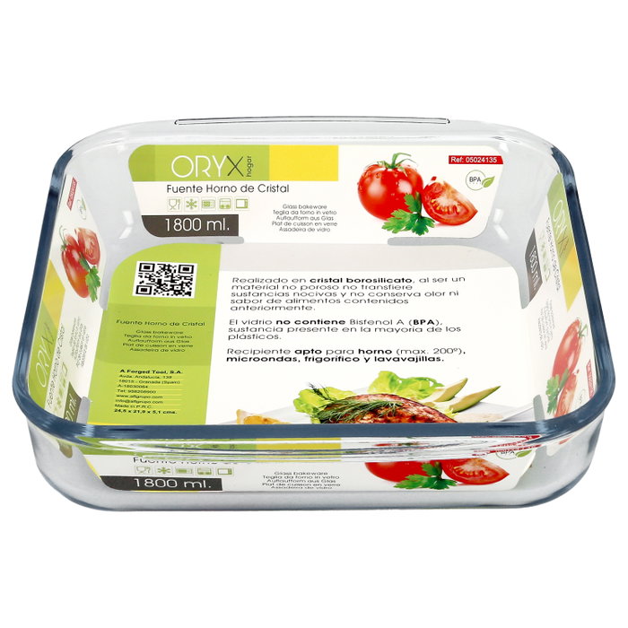ORYX Fuente de Cristal de Borosilicato Cuadrada 1,8 L ORYX Fuente de Cristal de Borosilicato Cuadrada 1,8 L