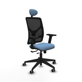 PIQUERAS Y CRESPO Silla de oficina Motilla con mecanismo Sincro/Traslack, Azul cielo y Negro