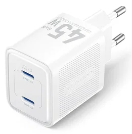 Vention Cargador de Pared GaN 45W con 2 Puertos USB-C, Modelo FEF-EU, Blanco