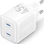 Vention FEFW0-EU Cargador de Pared GaN 2xUSB Tipo-C 45W Blanco Enchufe UE