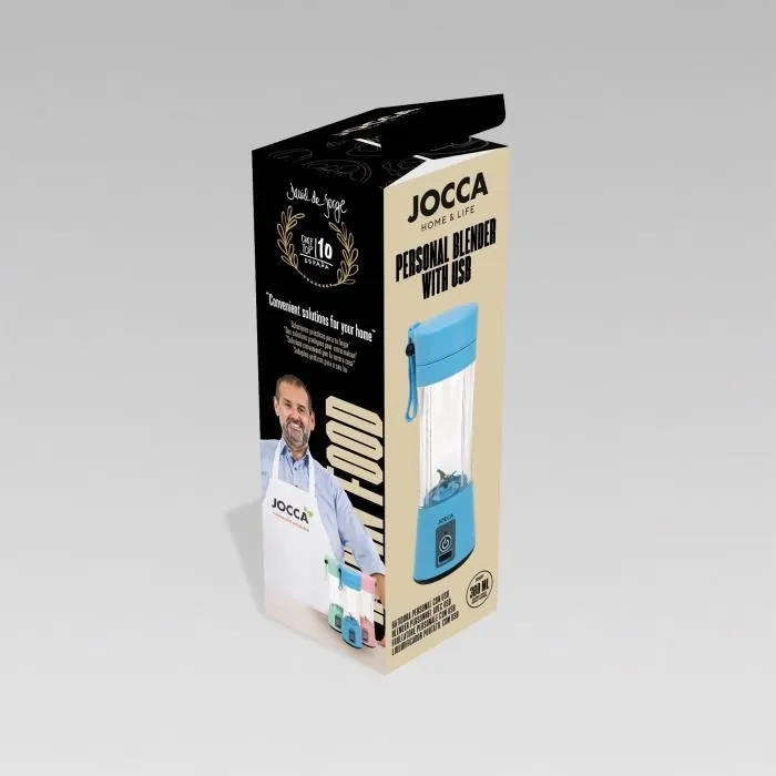 Jocca Licuadora Portátil SWEET 380 ml 2000 mAh JOC8435253580887 con Cable USB Azul