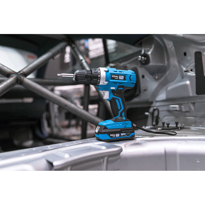 Koma Tools Kit Taladro Atornillador 20V con 40 Accesorios y Batería 2.0Ah
