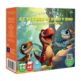 DALY Tesoro de dino y dini (valor compartir) - Libro + Puzzle 48 piezas