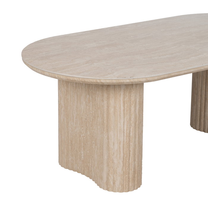 Mesa Centro Beige Piedra Mdf Decoración 120 X 60 X 46 cm